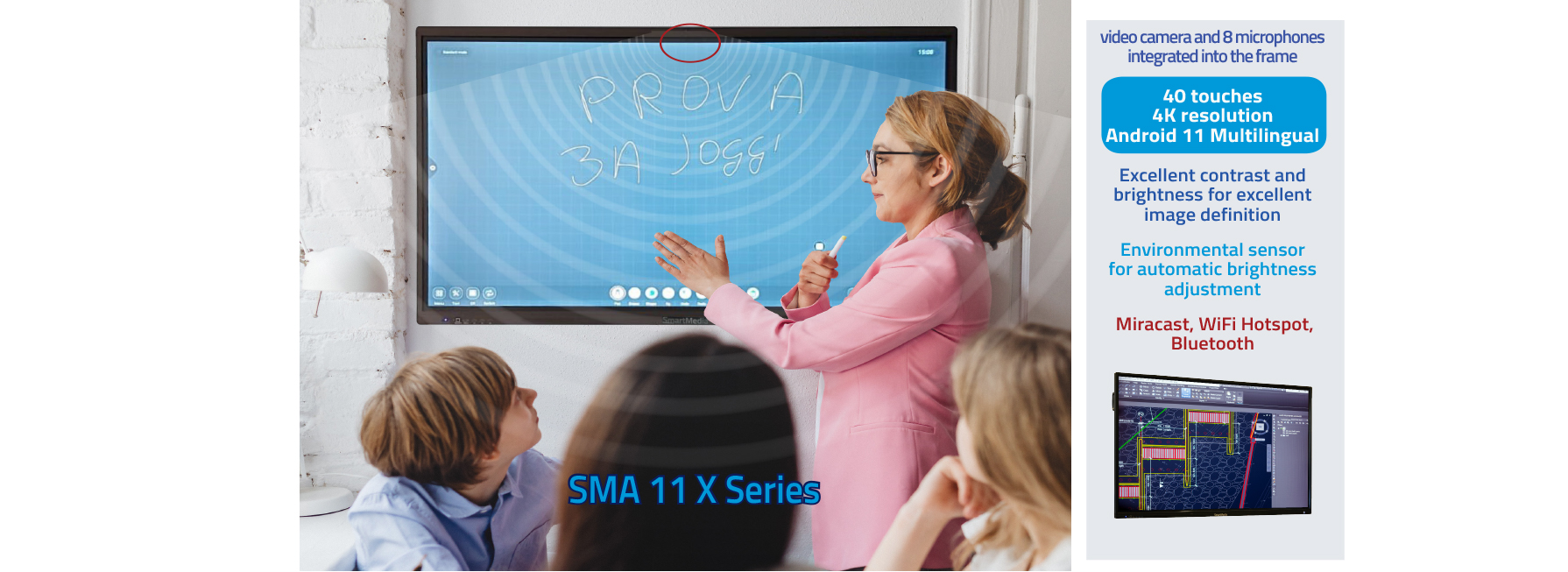 Monitor SMA 11 Serie x - 65”, 75”, 86” 4K touch screen - 65”, 75”, 86” 4K touch screen<strong></strong>
